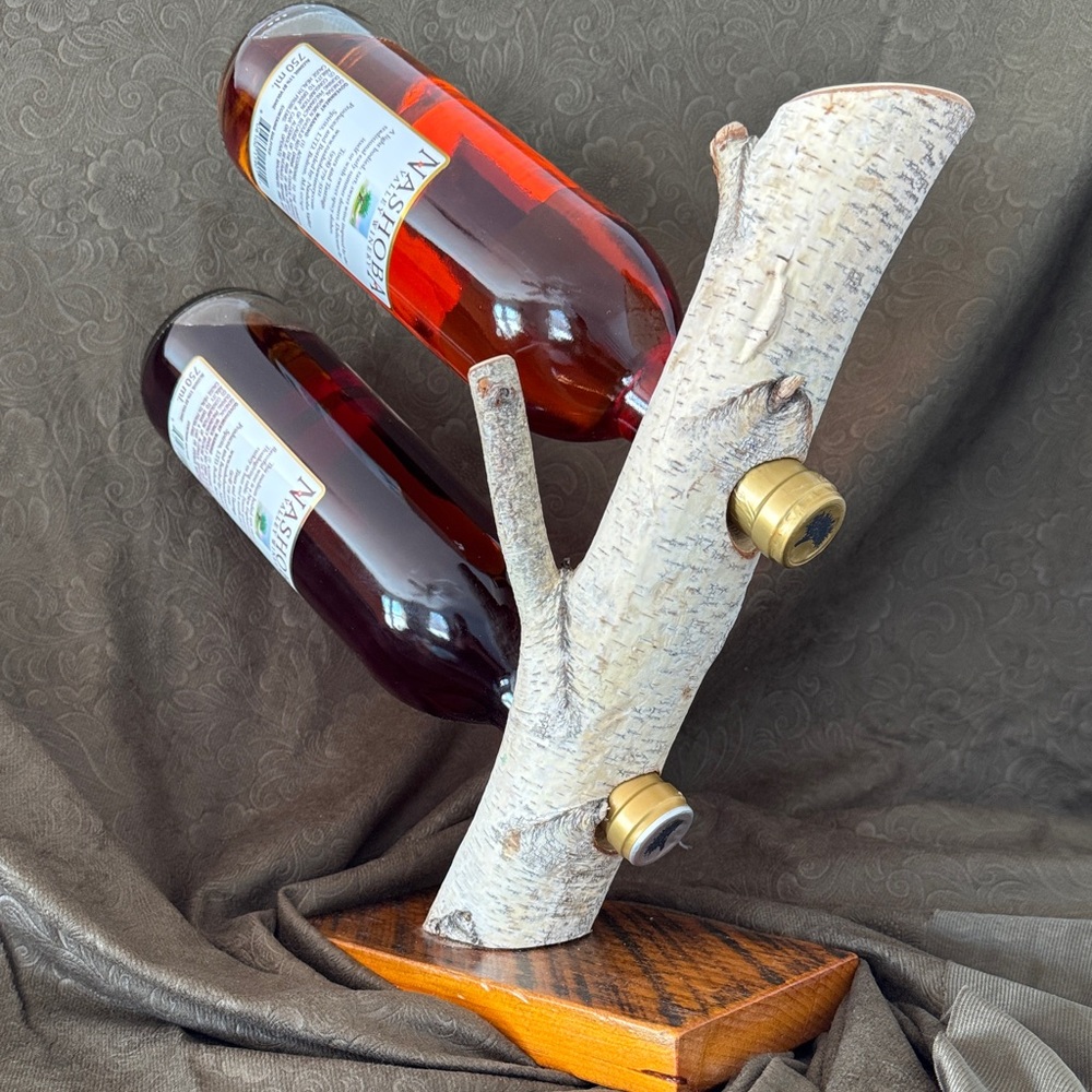 Rustic Birch Wood Wine Bottle Holder